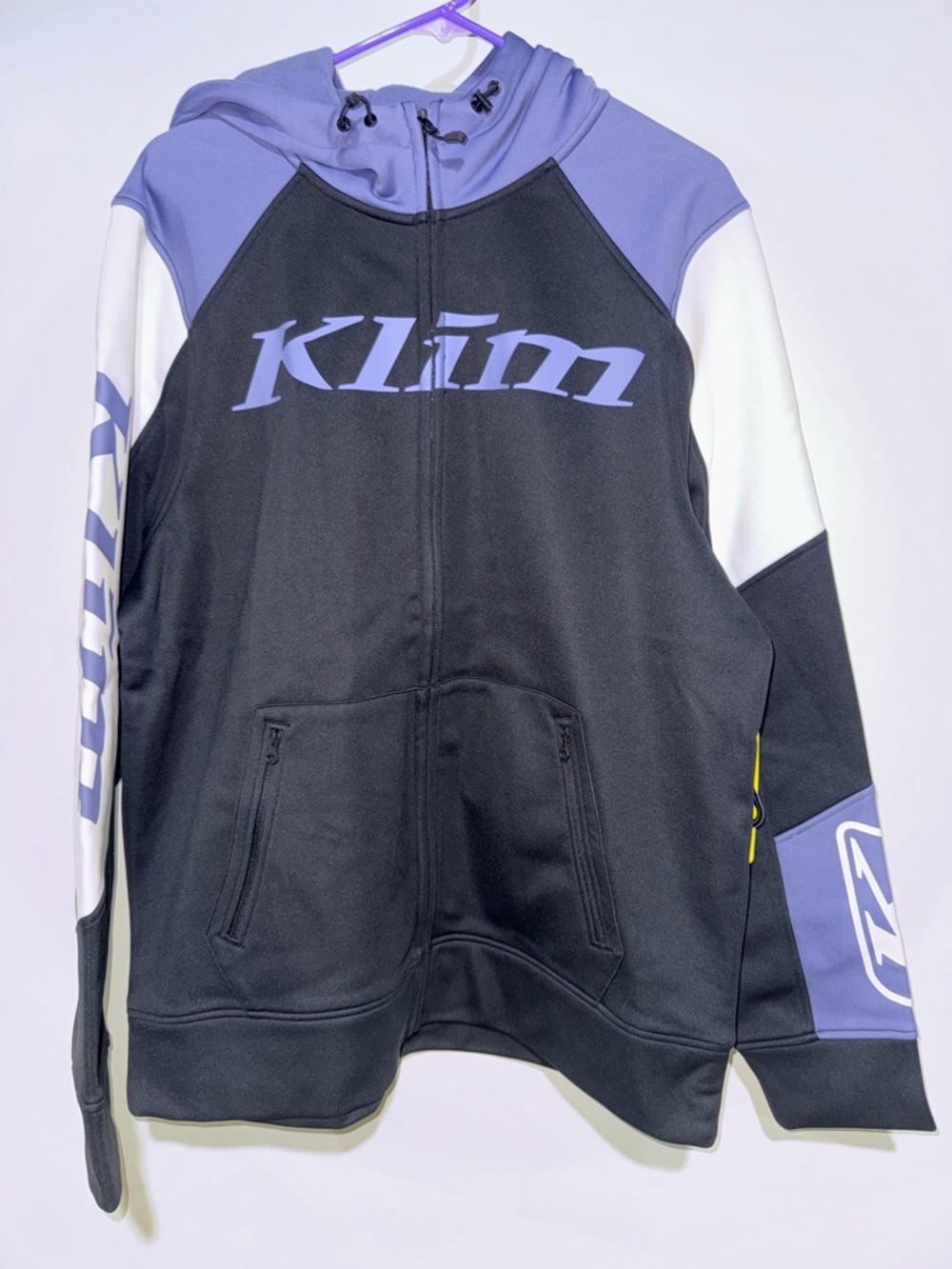New Klim snowmobile Brand Men's Hooded zip up Jacket Black & Purple